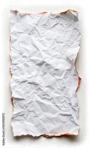 Aged and Stained Crinkled Blank Paper with Vintage Texture and Rustic Creases