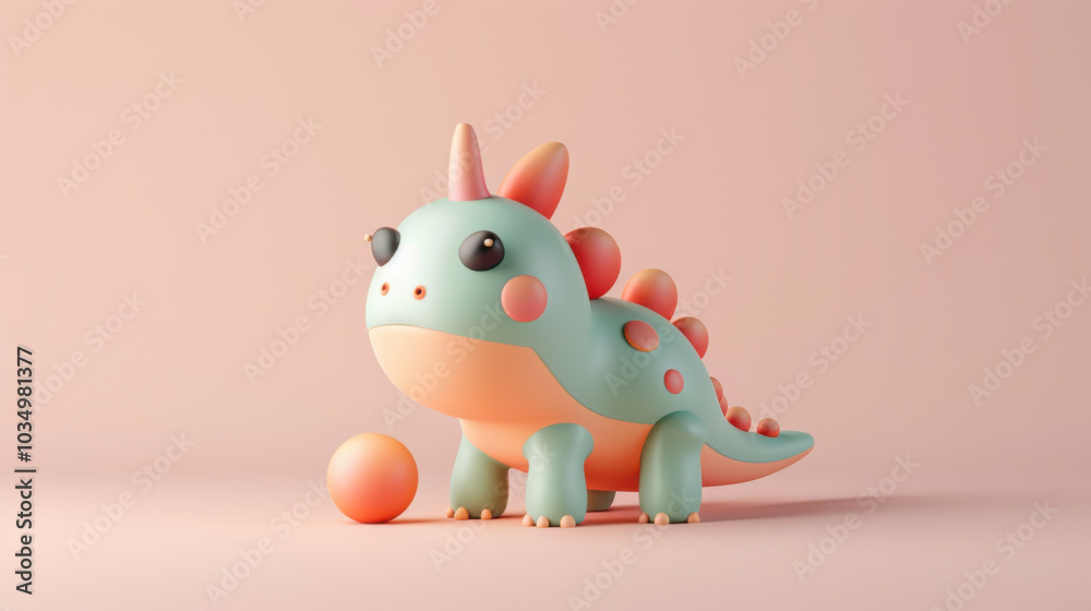 Cute Cartoon Dinosaur with Ball Cute Cartoon Dinosaur with Ball