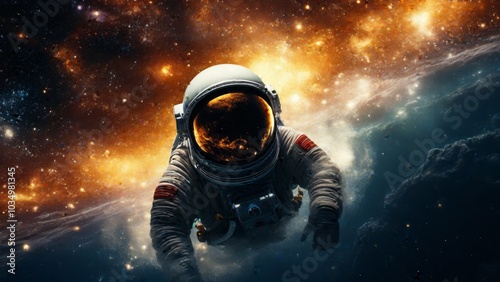 Wallpaper Mural astronauts are surrounded by bright stars and swirling nebulae in a stunning space scene Torontodigital.ca