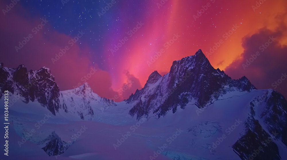 pink and blue starry night mountain range landscape
