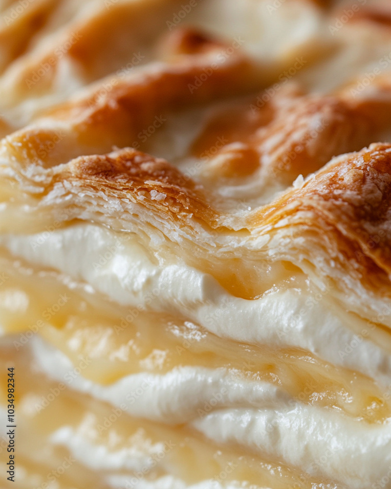 an extreme close-up, parallel horizontal front view, surface of a sliced butter pie, filling the entire frame with its intricate layers an extreme close-up, parallel horizontal front view, surface of a sliced butter pie, filling the entire frame with its intricate layers