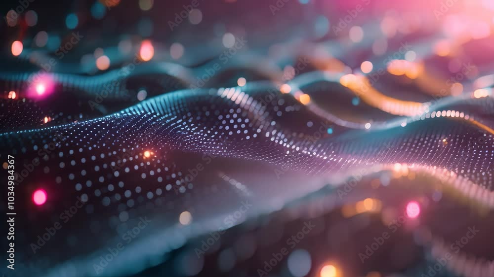A vibrant and abstract background featuring a multitude of colors and blurry lights, Nanostructured materials interacting with light