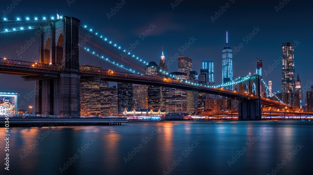 Obraz premium Brooklyn Bridge Night Lights