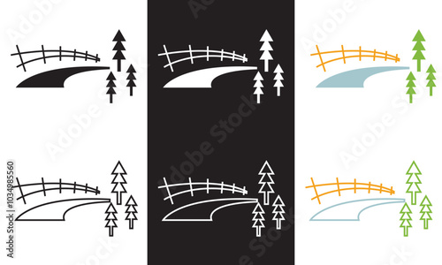 landscape and nature icon set,  Vector illustration isolated on white and black background. 