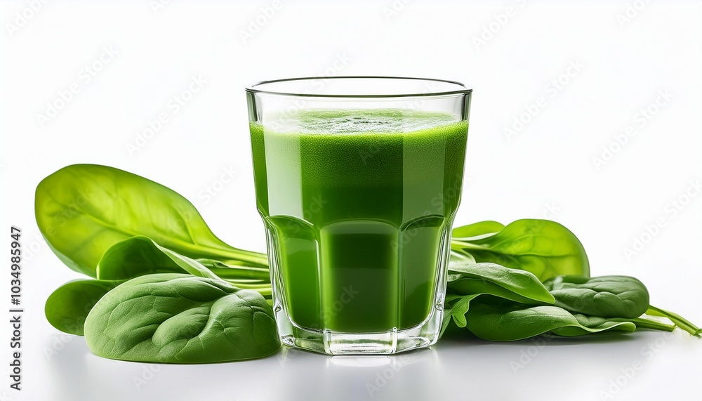Spinach Juice on white background isolated. Beverage. Drink.