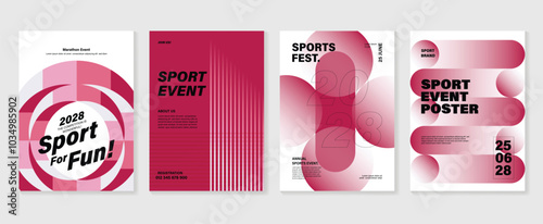 Sport event poster design background vector set. Sport cover template with vibrant abstract gradient geometric shape. Ideal design for social media, flyer, promotion, card.