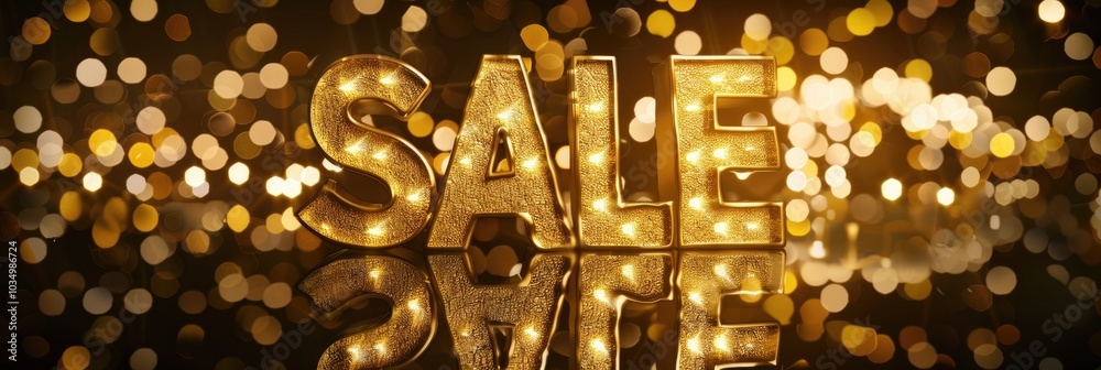 A vibrant Sale sign shining with glitter on a festive background, conveying celebration and excitement.