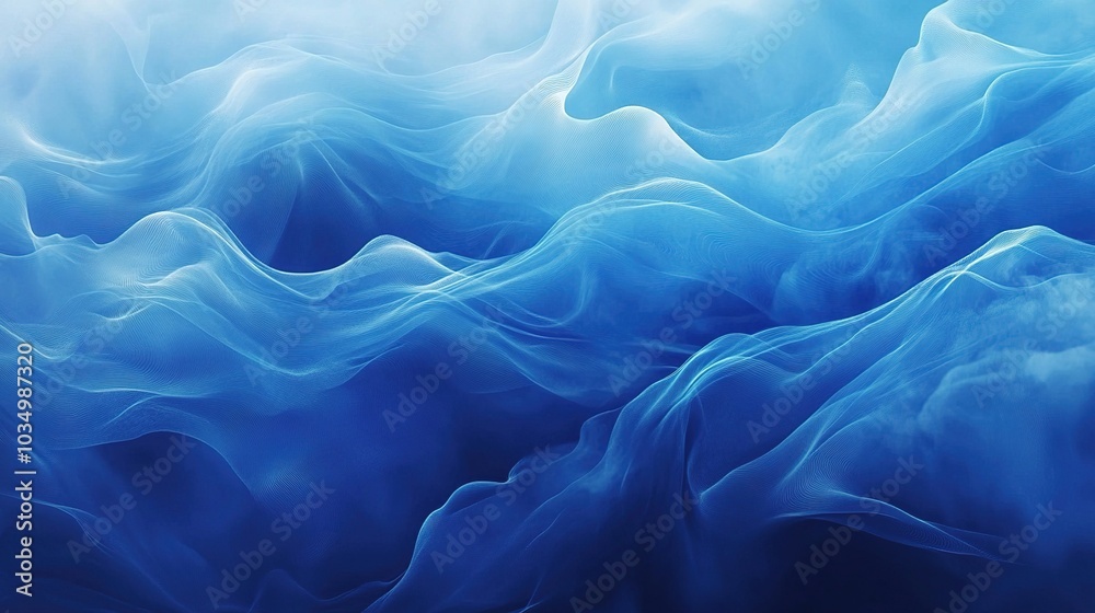Obraz premium Abstract Blue Waves in Soft Fluid Patterns
