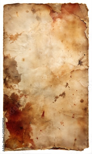 Aged and Stained Crinkled Blank Paper with Vintage Texture and Rustic Creases photo