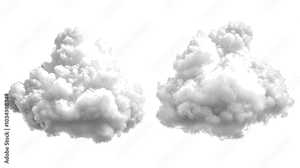 Fluffy White Clouds Collection Set on a Transparent Background Generative AI Fluffy White Clouds Collection Set on a Transparent Background Generative AI