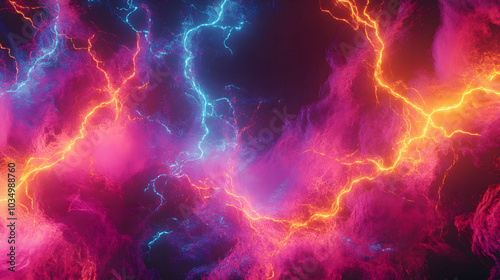 Psychedelic Neon Electric Border, vibrant square frame, dynamic energy, ideal for music magazine cover enhancement