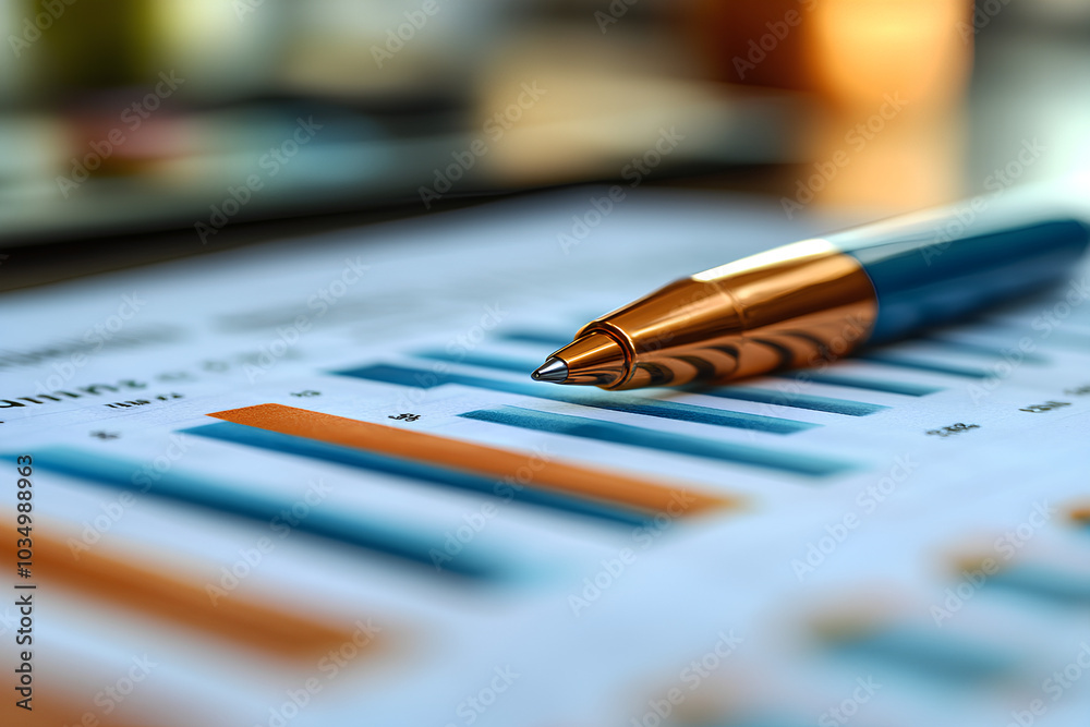 Closeup of a business plan with market analysis and competitor research, business strategy Closeup of a business plan with market analysis and competitor research, business strategy