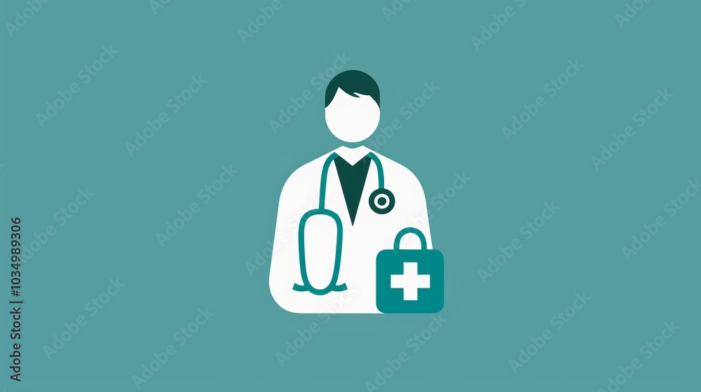 Icon depicting a person with a stethoscope and medical bag, symbolizing roles in healthcare and medicine. Icon depicting a person with a stethoscope and medical bag, symbolizing roles in healthcare and medicine.