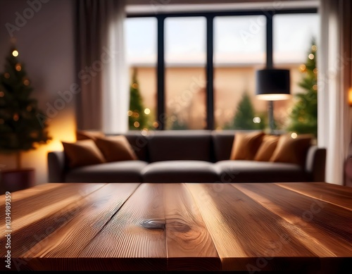 modern living room with table room with a table, texture, Wood table with blurred modern apartment interior background, modern living room with Empty wooden tabletop with blurred living room backgroun