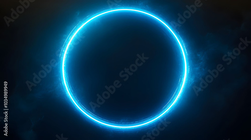 Neon Blue Circle with Pulsating Flashes, vibrant illumination, modern design, captivating visual energy, striking high-resolution detail