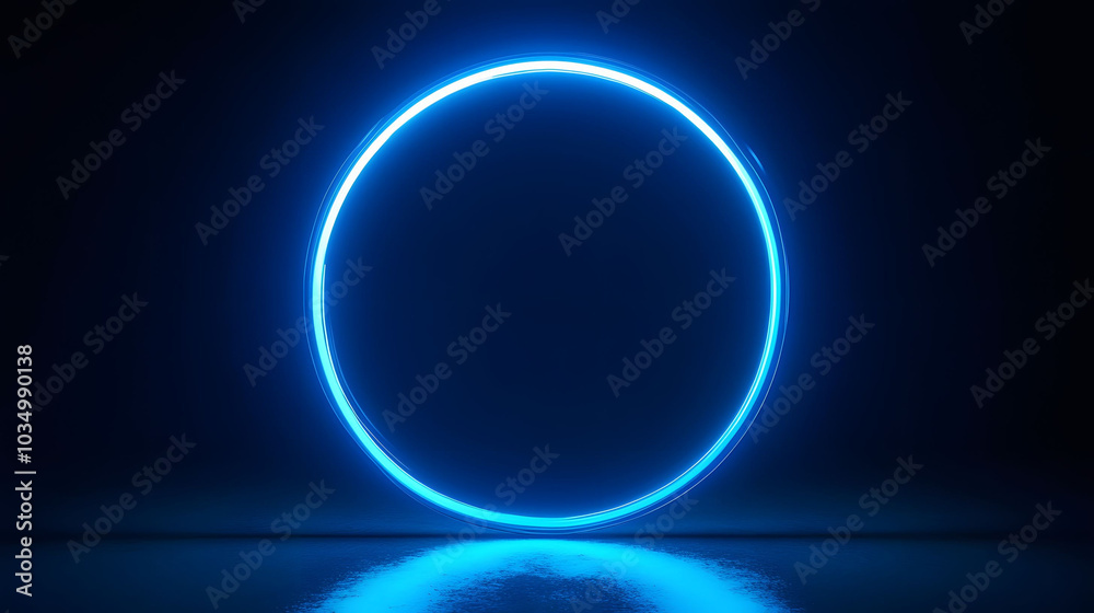 Blue neon circle illuminated by dynamic flashes, vibrant energy, abstract design, high-resolution visual impact, captivating digital art Blue neon circle illuminated by dynamic flashes, vibrant energy, abstract design, high-resolution visual impact, captivating digital art