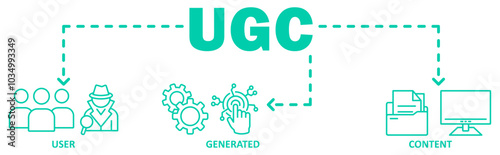 UGC banner web icon vector illustration concept with icon of user,generated,content	 photo