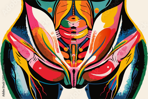 Colorful Abstract Human Anatomy Art Illustration