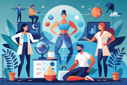Modern Wellness Lifestyle Concept with Diverse Professionals and Activities