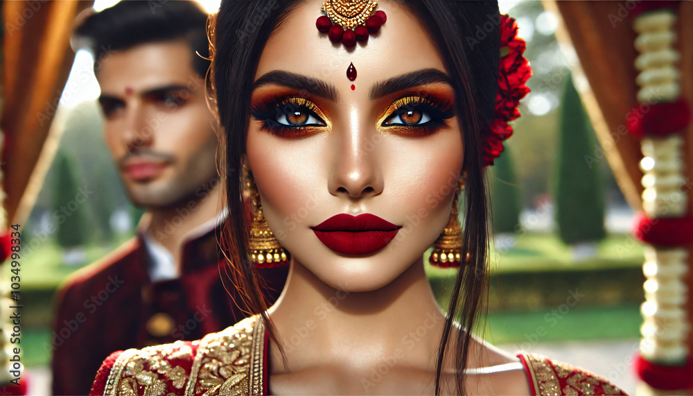 Portrait of Indian bride at banquet Portrait of Indian bride at banquet