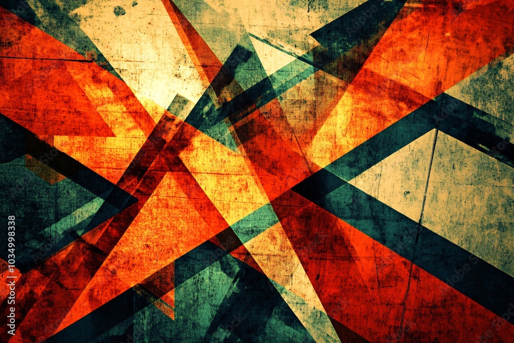 Abstract Geometric Artwork with Grunge Texture Abstract Geometric Artwork with Grunge Texture