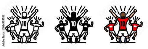 Goal Celebration Icon, Fans and players' joyous reactions after scoring a goal, involving cheers, jumping, and sometimes choreographed routines.