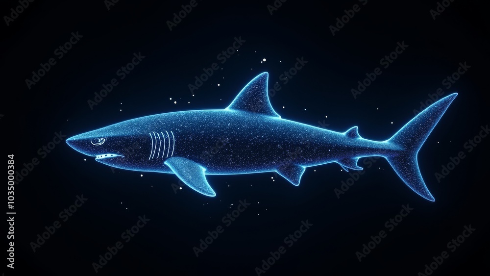 Fototapeta premium shark in hologram view isolated on dark background