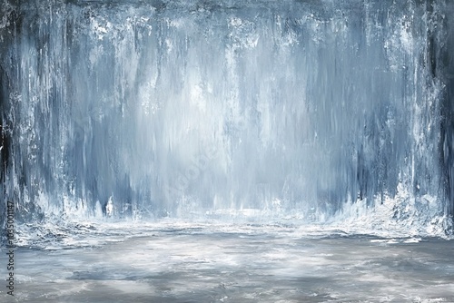 Abstract Blue Landscape Painting - Textured Background
