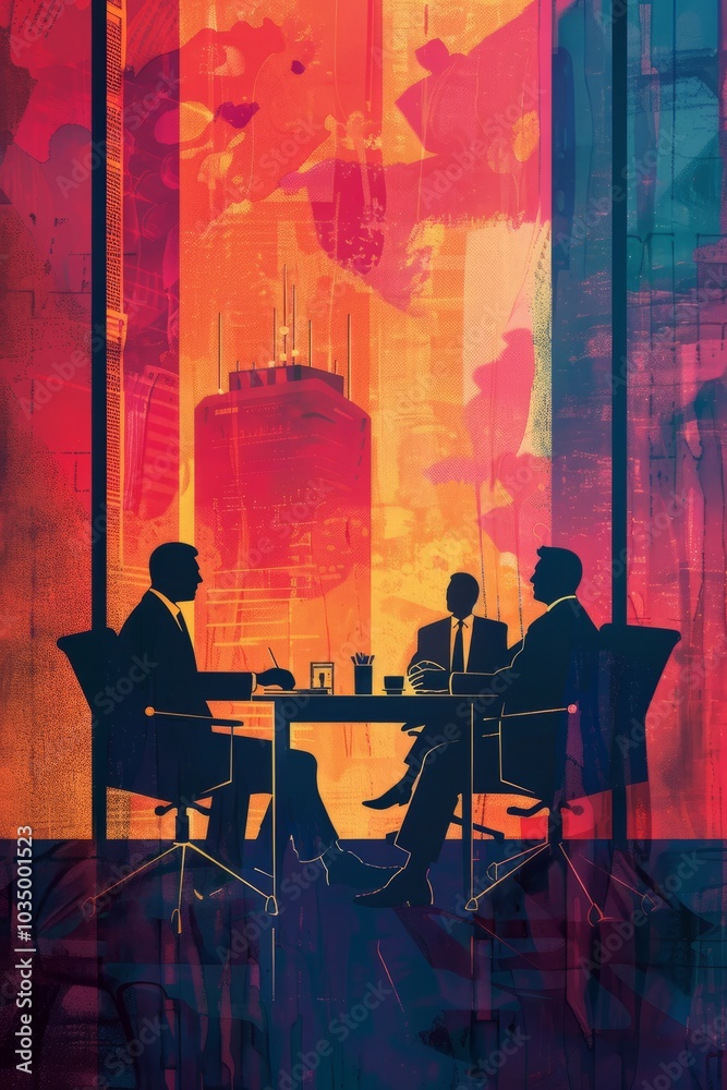 An illustration of businessmen attending a corporate retreat.