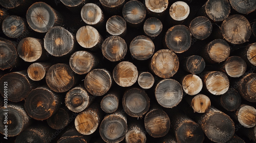 Cut Tree Logs with Growth Rings in Dense Circular Pattern Cut Tree Logs with Growth Rings in Dense Circular Pattern