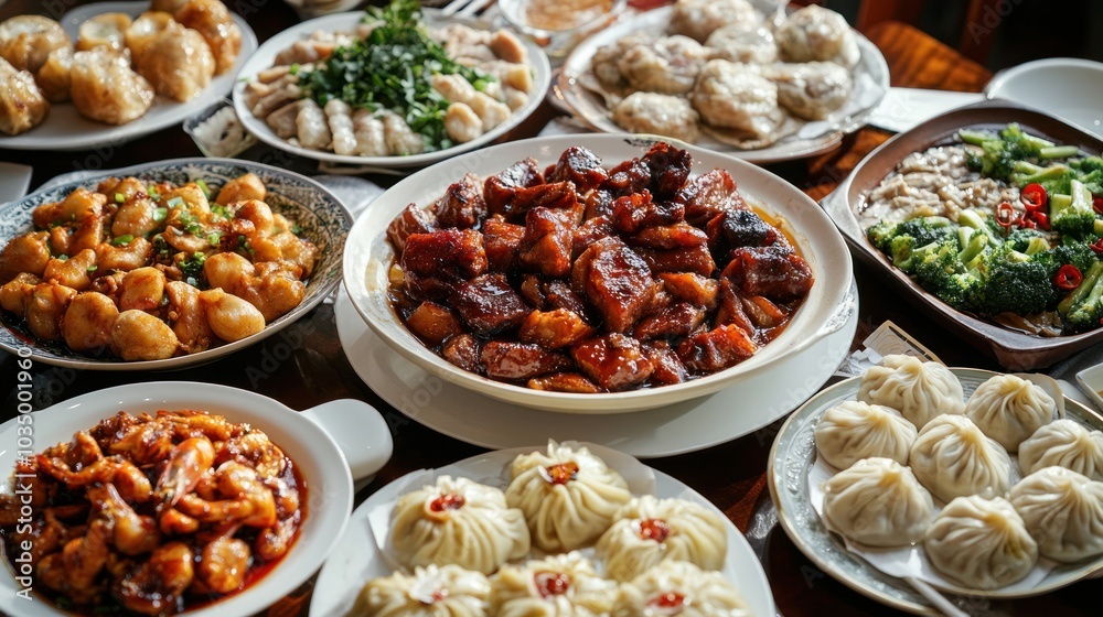 Chinese Food Feast on a Table Chinese Food Feast on a Table