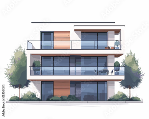 Modern house. Vector illustration of a flat style.