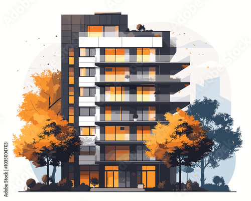 Vector illustration of a modern apartment building