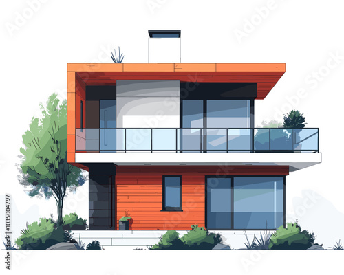 Modern house. Vector illustration of a modern house.