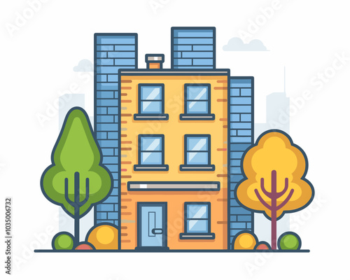 Modern house. Vector illustration of a flat style.