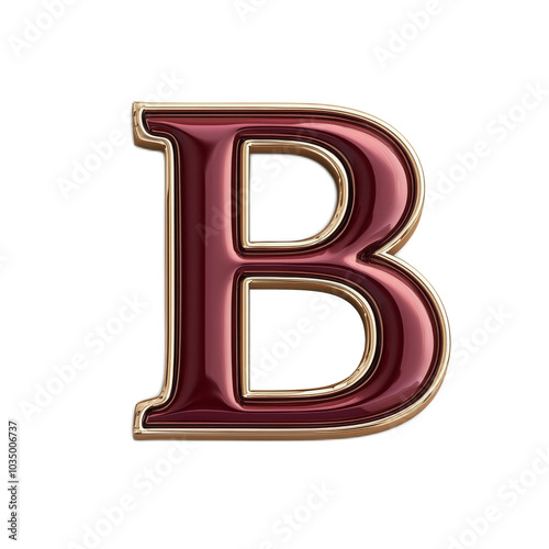 Glossy Red Letter B with Golden Outline