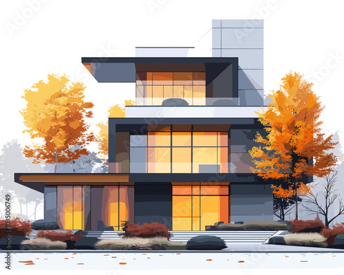 Vector illustration of a modern apartment building 