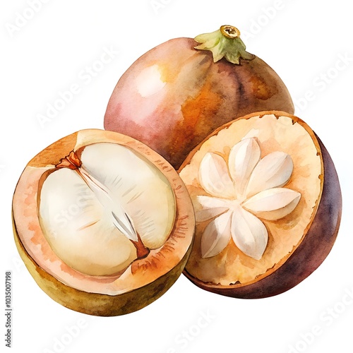 Watercolor hand drawn Santol