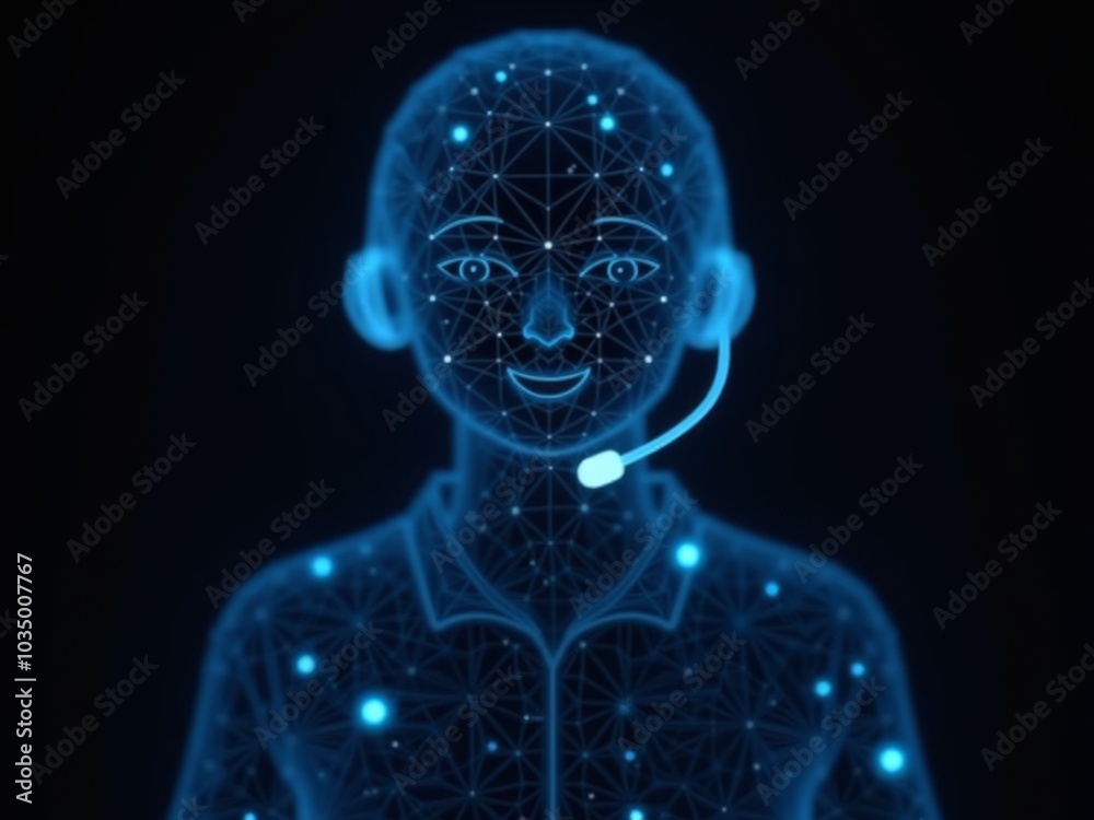hologram display of service customers using headsets hologram display of service customers using headsets
