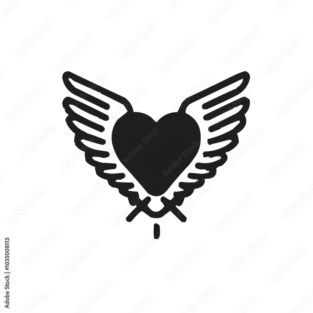Heart with wings and crossed swords graphic Heart with wings and crossed swords graphic
