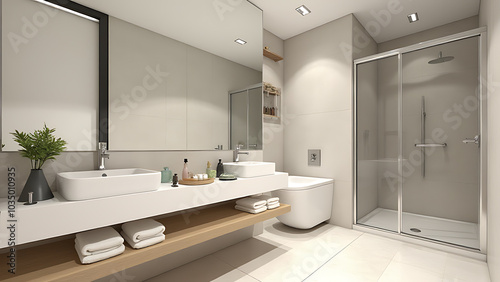 The bathroom interior was designed using three dimensional computer generated imagery.