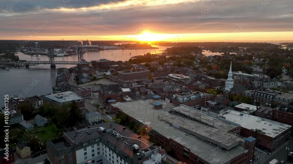 aerial sunrise tilt up portsmouth new hampshire aerial sunrise tilt up portsmouth new hampshire
