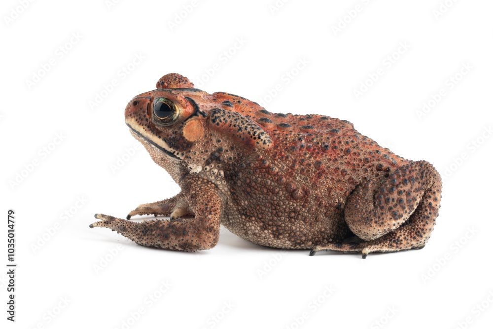 Asian common toad (Duttaphrynus melanostictus) isolated on white backkground, Asian common toad (Duttaphrynus melanostictus) closeup