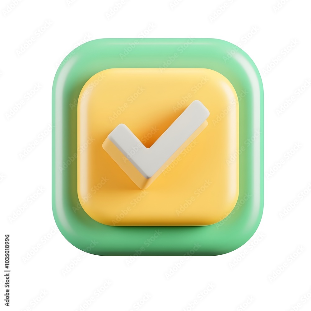 3D Checkmark Icon in Colorful Speech Bubble on Transparent Background 3D Checkmark Icon in Colorful Speech Bubble on Transparent Background