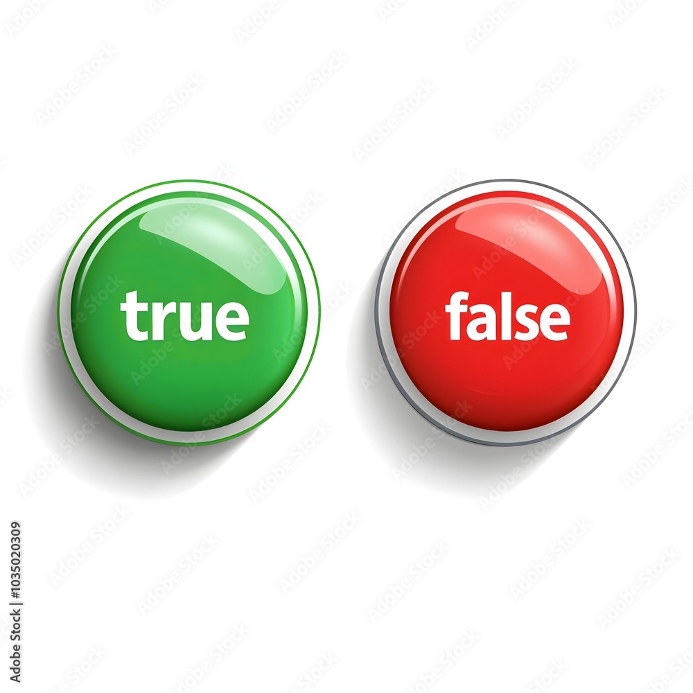 Two Cartoon Buttons Representing True and False Options Two Cartoon Buttons Representing True and False Options