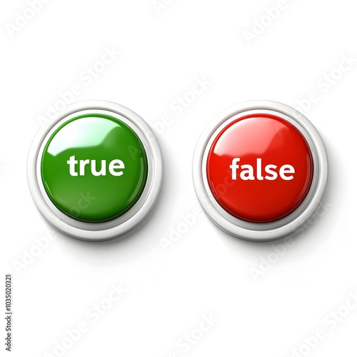 Two Buttons with True and False Text Contrasting Choices and Decisions