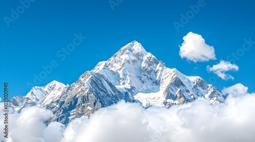 Majestic Snowcapped Mountain Range Under Pristine Blue Skies