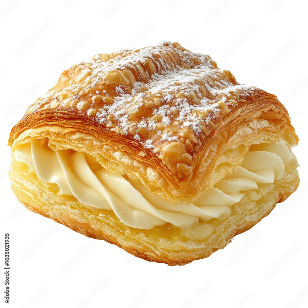 Isolated pastry with cream-filled , delicious snack for breakfast Isolated pastry with cream-filled , delicious snack for breakfast