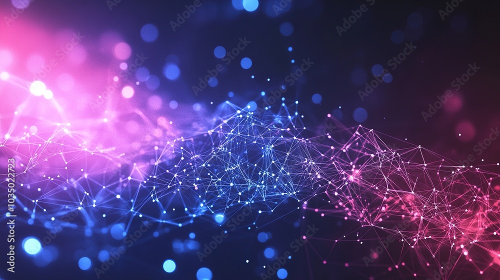 Fototapeta premium Abstract Network with Vivid Color Lights