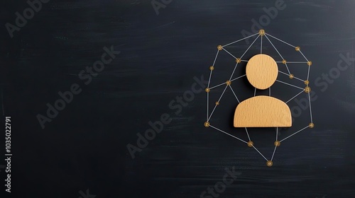 Profile icon representing a user in a digital network on a dark background, illustrating connectivity and online presence. photo